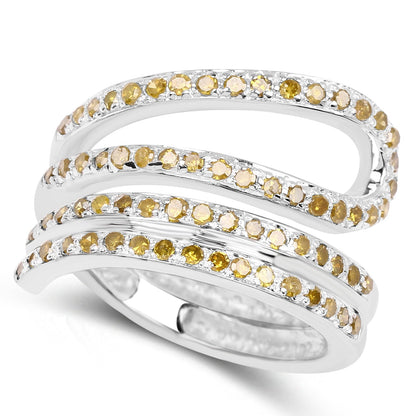0.83 Carat Genuine Yellow Diamond .925 Sterling Silver Ring  DestGlow