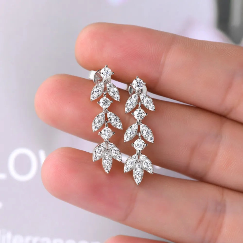925 Sterling Silver Sparkala™ Leaf Earrings by Sparkala
