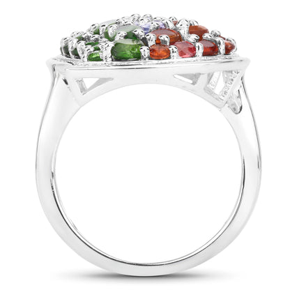 4.18 Carat Genuine Multi Stones .925 Sterling Silver Ring  DestGlow