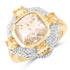 14K Yellow Gold Plated 4.07 Carat Genuine Golden Rutile and Citrine .925 Sterling Silver Ring by Bids.com