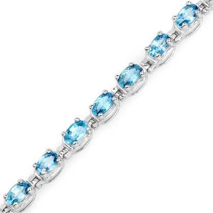 7.92 Carat Genuine Blue Zircon .925 Sterling Silver Bracelet by Bids.com