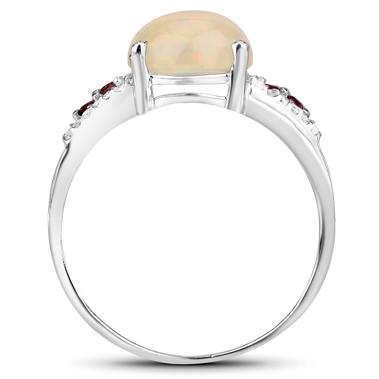 2.05 Carat Genuine Ethiopian Opal, Pink Tourmaline and White Topaz .925 Sterling Silver Ring by Bids.com