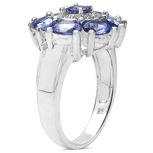 2.58 Carat Genuine Tanzanite &amp; White Topaz .925 Sterling Silver Ring by Bids.com