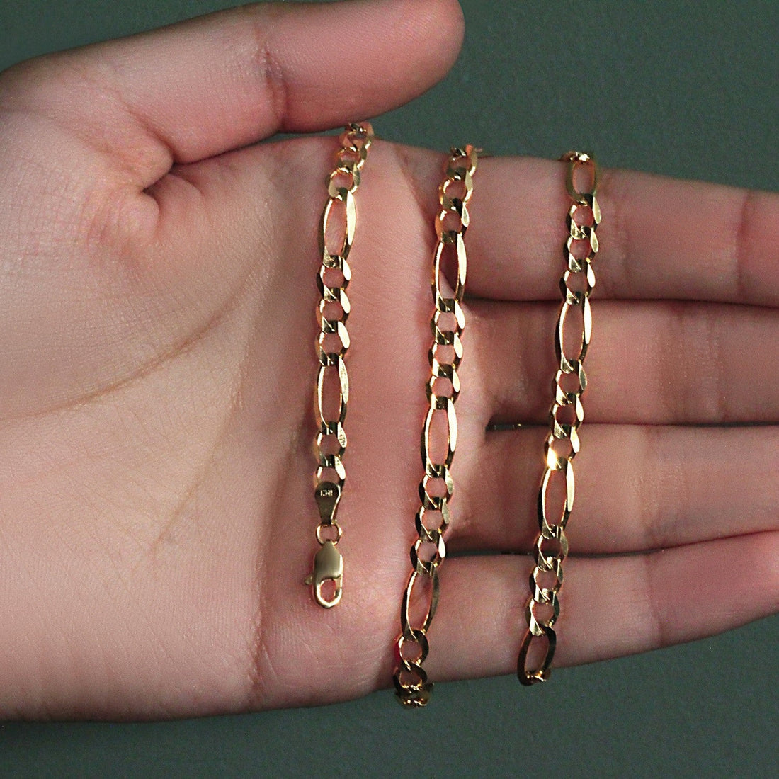 10K Yellow Gold Solid Figaro Chain (4.50 mm) by Bids.com