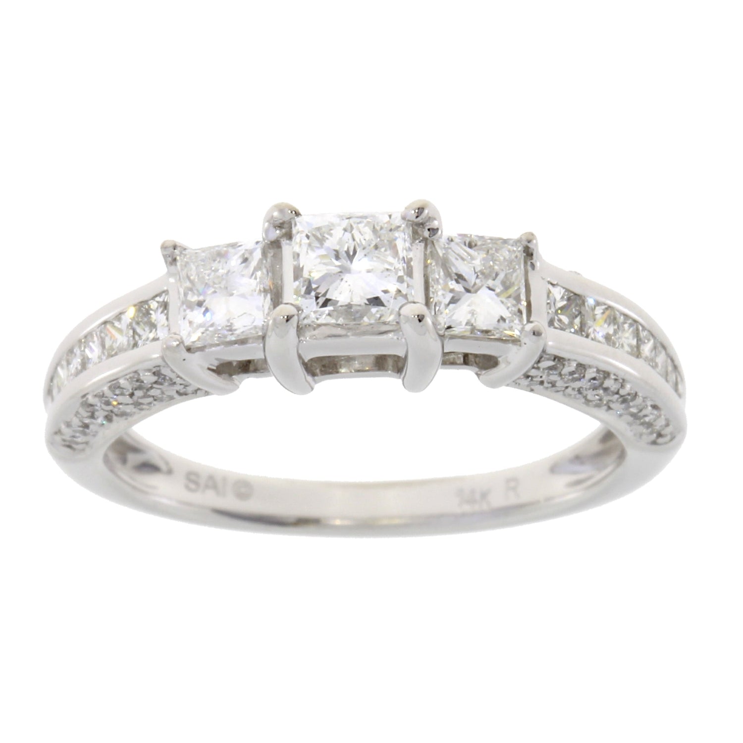 Genuine 1.50ct Diamond 3 Stone Ring 14KT White Gold by Bids.com