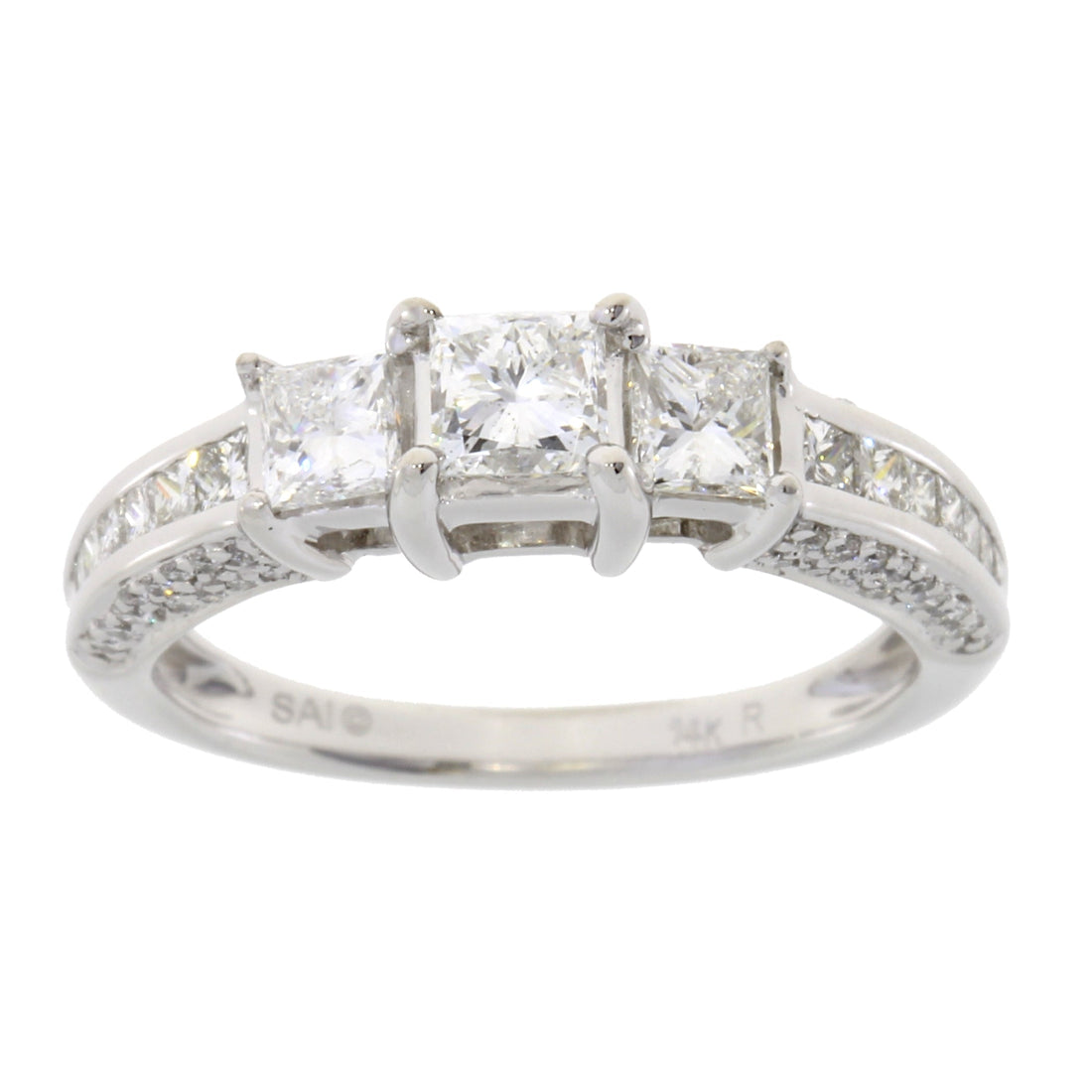 Genuine 1.50ct Diamond 3 Stone Ring 14KT White Gold by Bids.com
