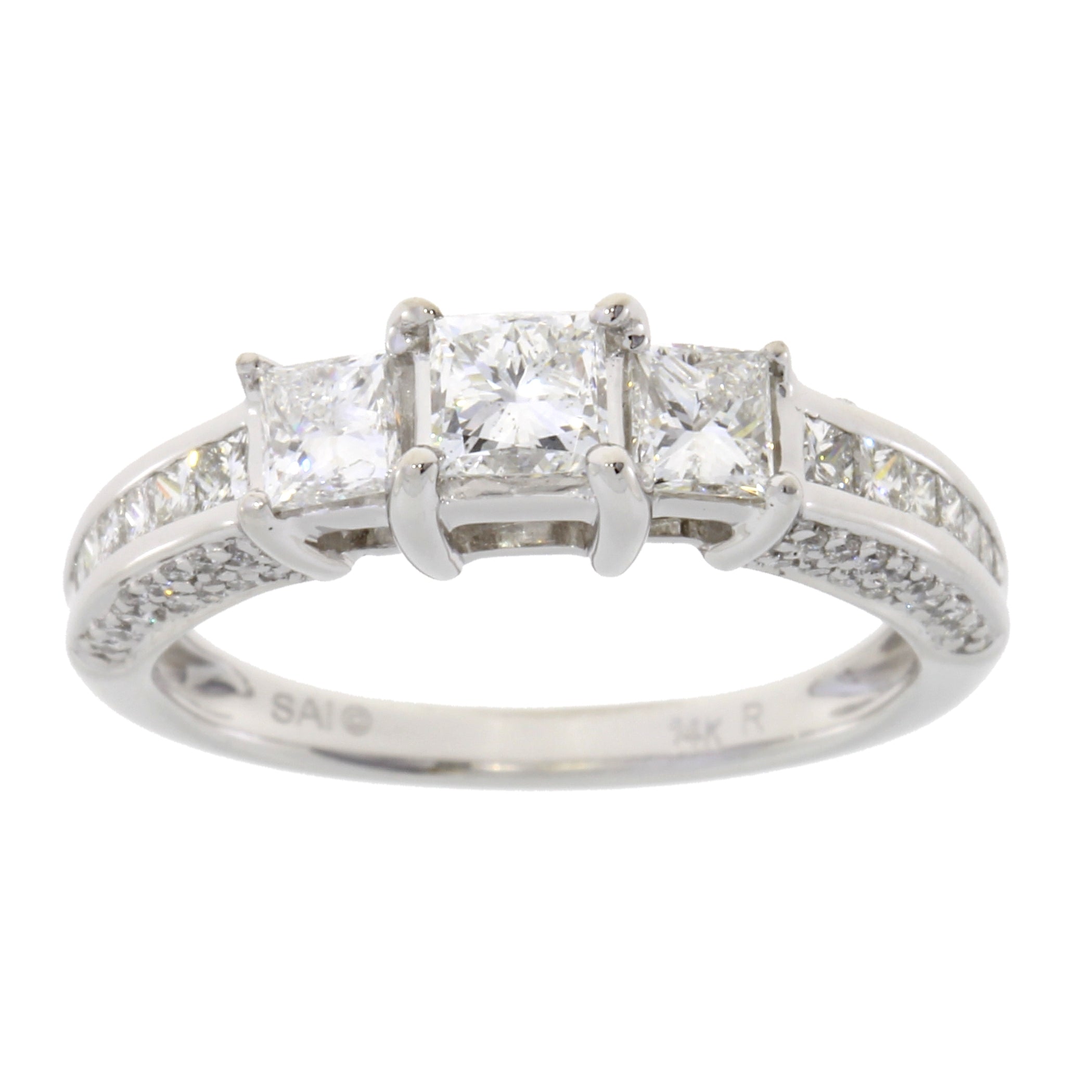 Genuine 1.50ct Diamond 3 Stone Ring 14KT White Gold by Bids.com