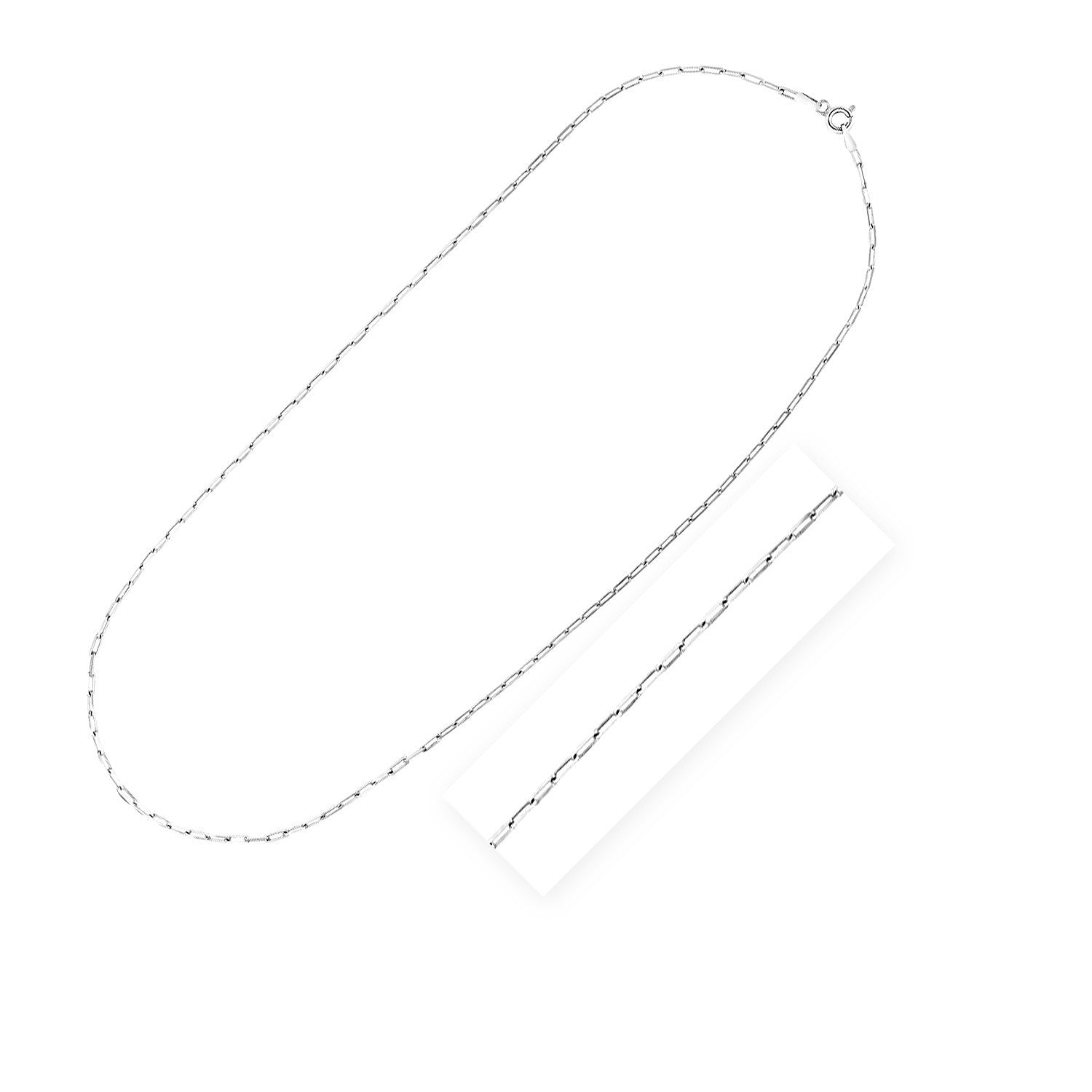 Sterling Silver Rhodium Plated Paperclip Chain (1.8 mm) by Bids.com