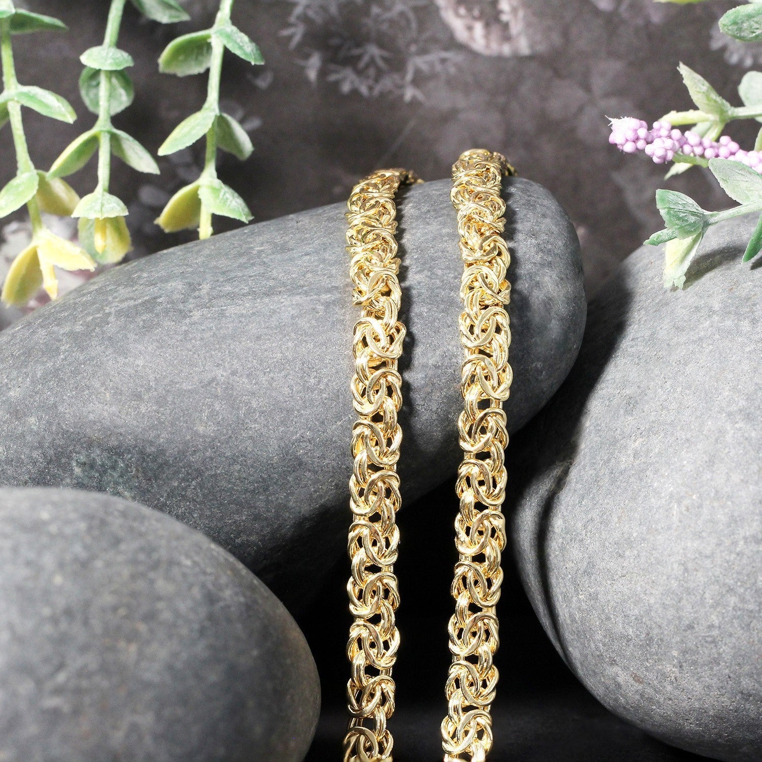 14k Yellow Gold Fancy Byzantine Chain Necklace  DestGlow