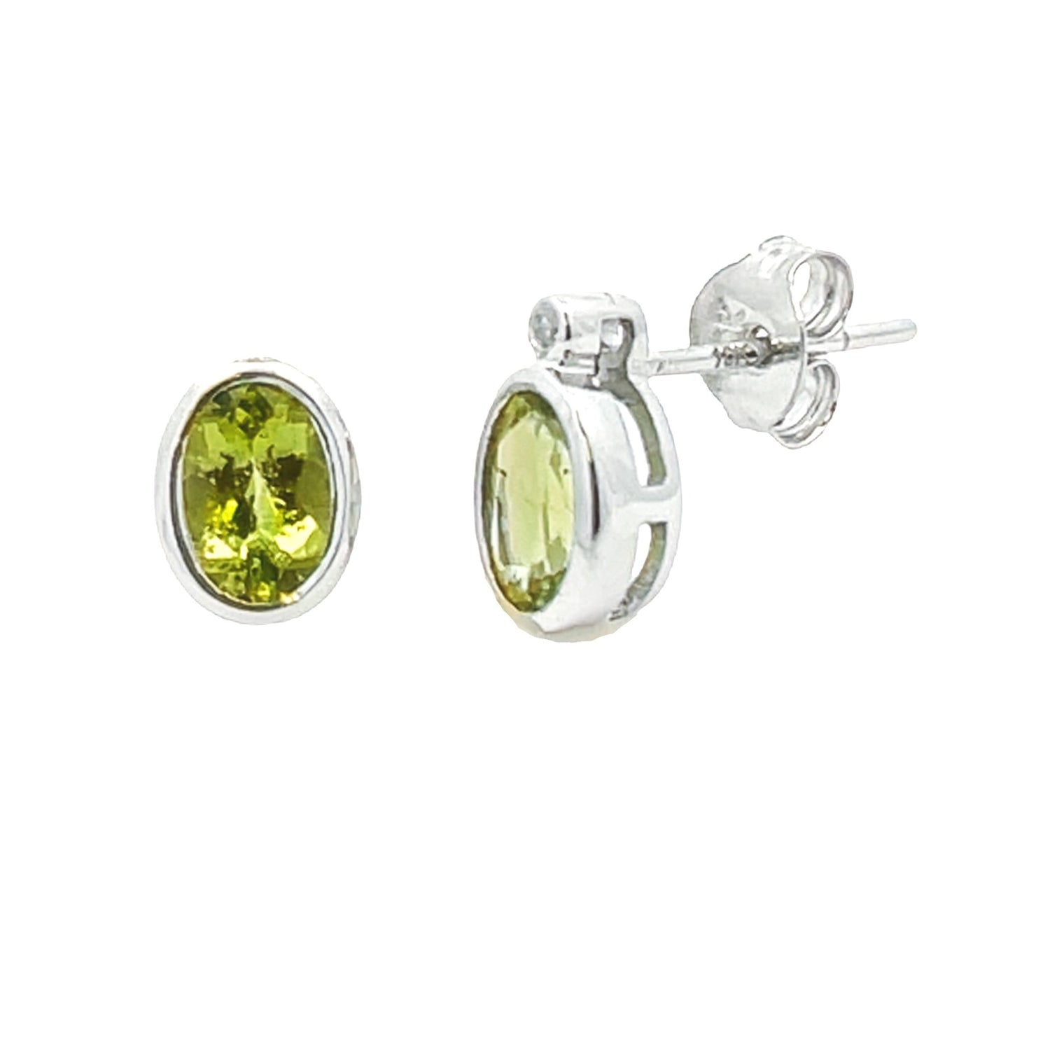 1.23ct Peridot Diamond Stud Earrings 10KT White Gold by Bids.com