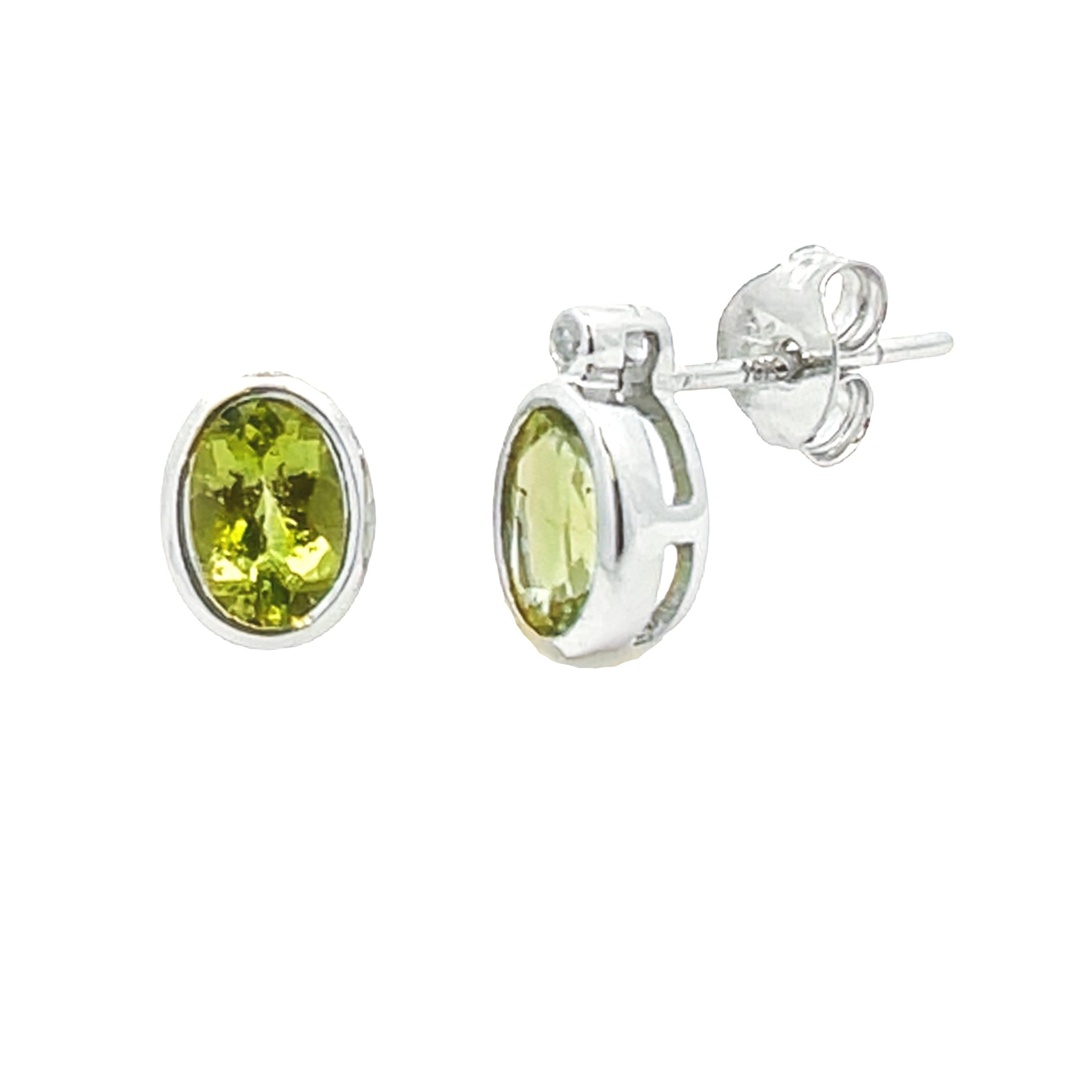 1.23ct Peridot Diamond Stud Earrings 10KT White Gold by Bids.com