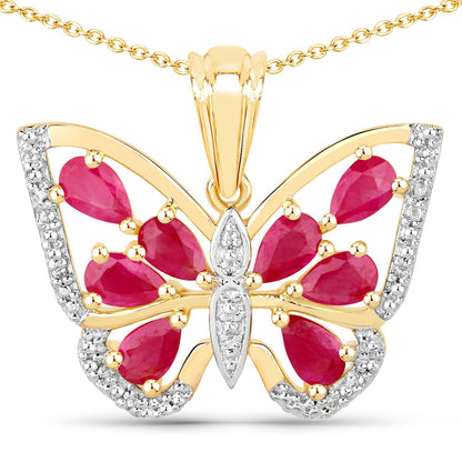 2.07 Carat Genuine Ruby and White Zircon .925 Sterling Silver Pendant  DestGlow