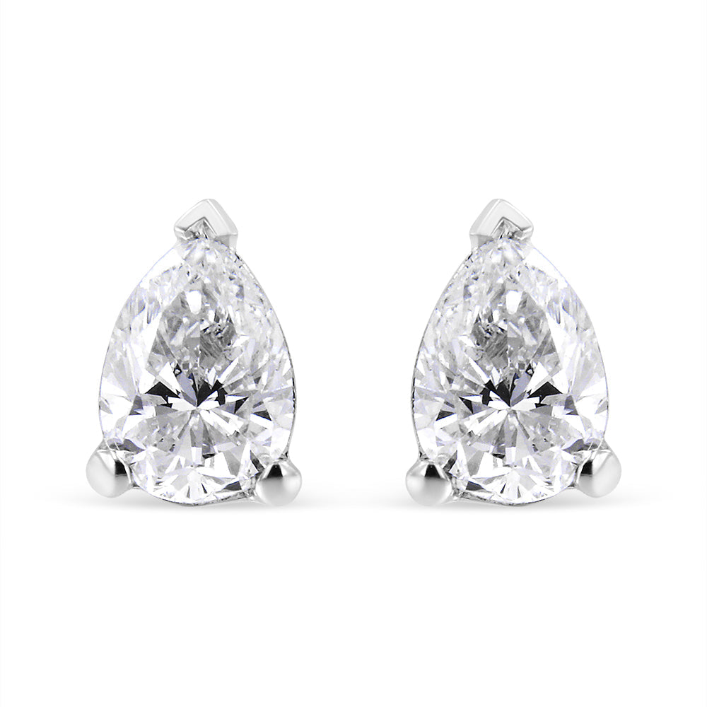 14K White Gold 1/2 Cttw Pear Shape Solitaire Lab Grown Diamond Stud Earrings (F-G Color, VS2-SI1 Clarity) by Bids.com