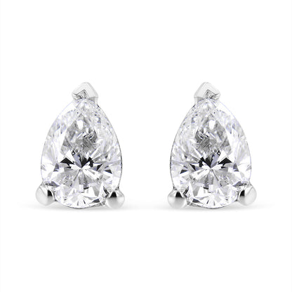 14K White Gold 1/2 Cttw Pear Shape Solitaire Lab Grown Diamond Stud Earrings (F-G Color, VS2-SI1 Clarity) by Bids.com