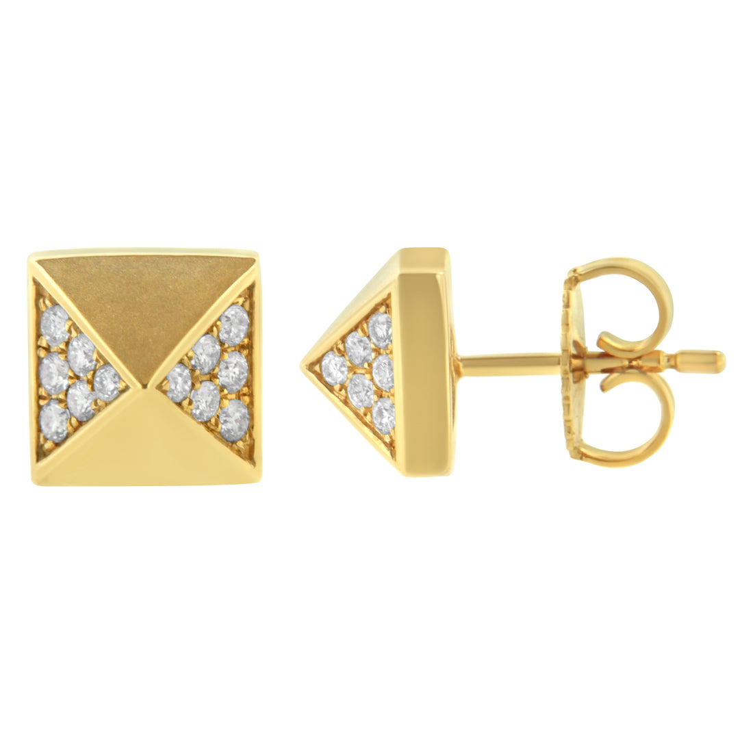 14K Yellow Gold 1/4 Cttw Diamond Pyramid Stud Earring (G-H Color, SI1-SI2 Clarity) by Bids.com
