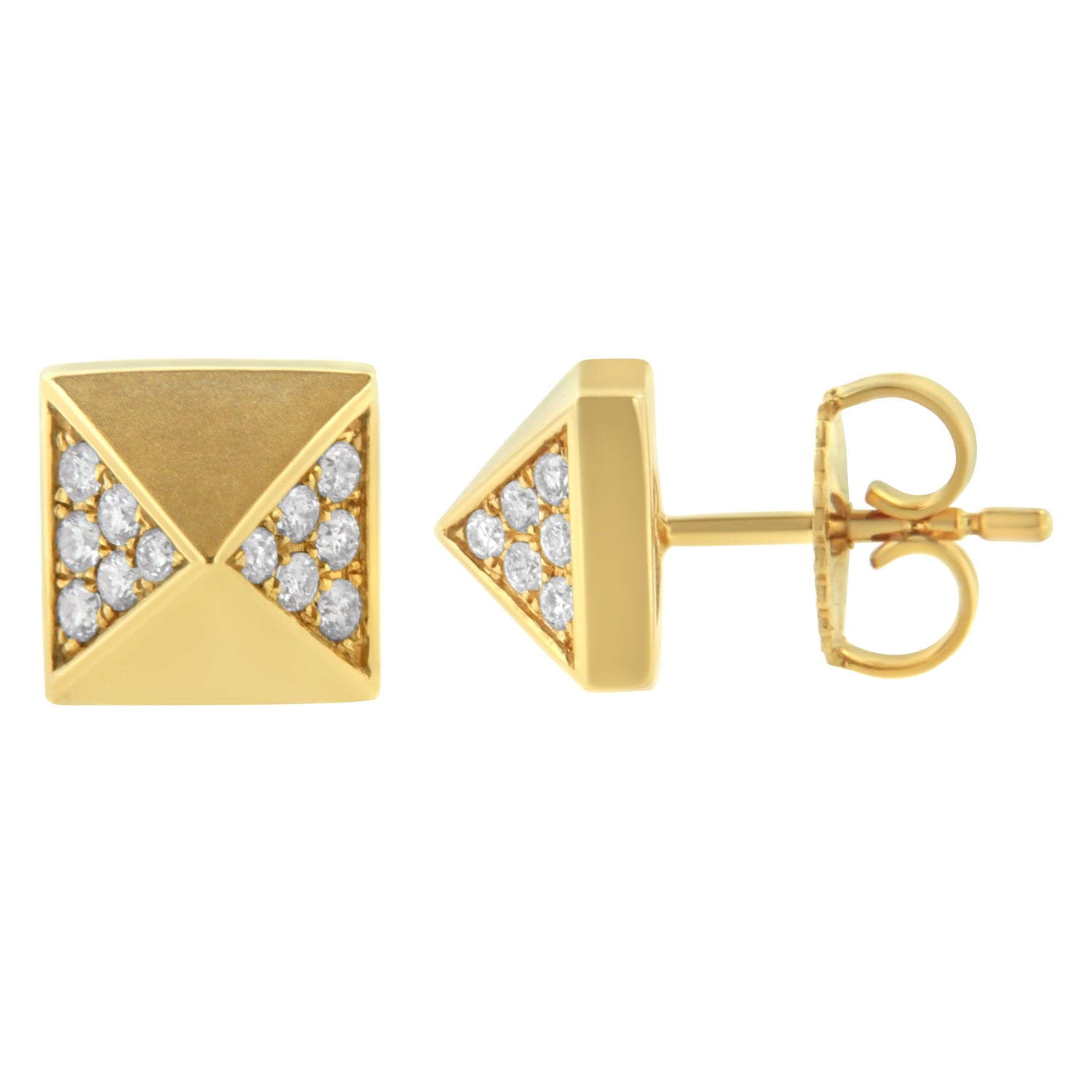 14K Yellow Gold 1/4 Cttw Diamond Pyramid Stud Earring (G-H Color, SI1-SI2 Clarity) by Bids.com