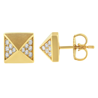 14K Yellow Gold 1/4 Cttw Diamond Pyramid Stud Earring (G-H Color, SI1-SI2 Clarity) by Bids.com