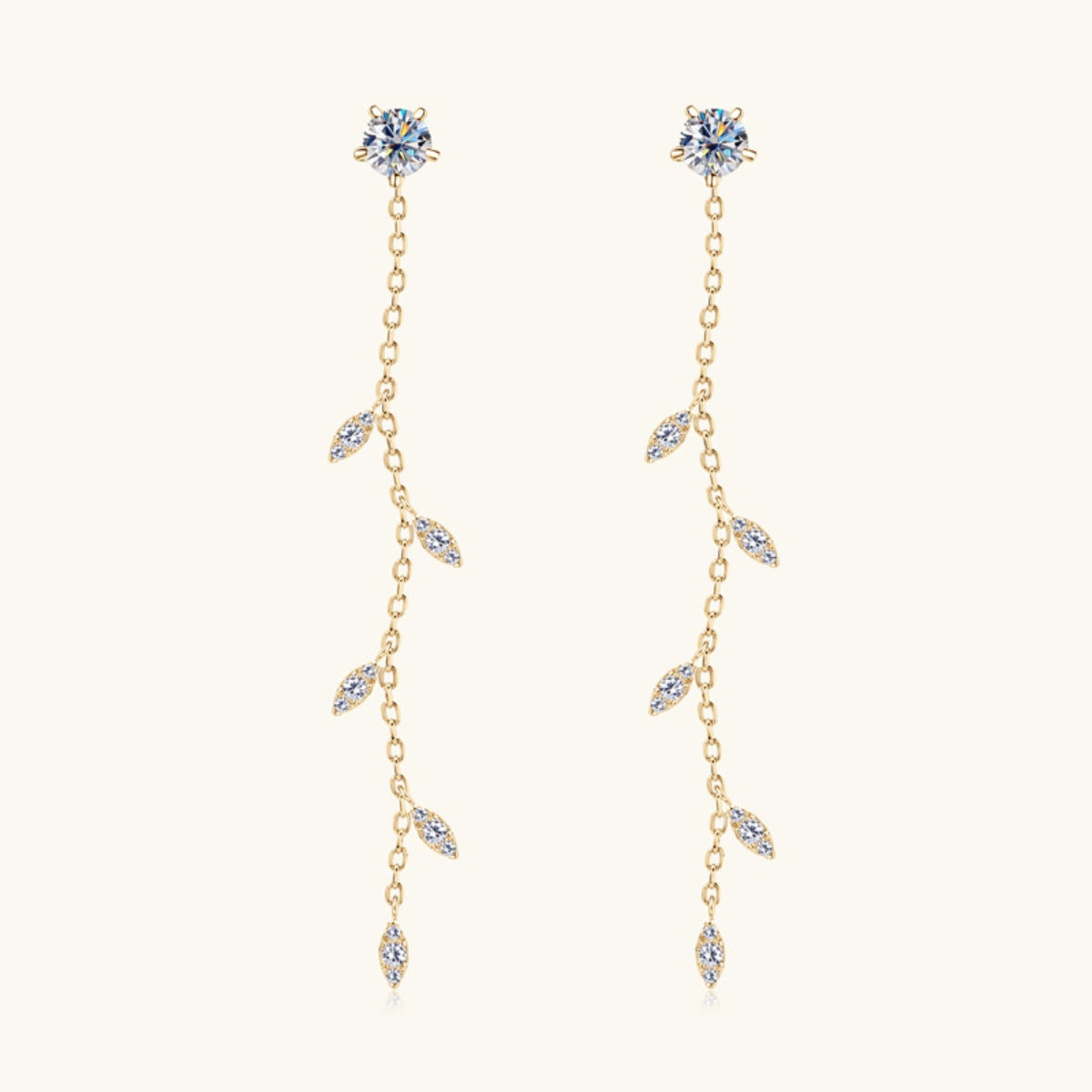 1.38 Carat Sparkala™ Pure Sterling Silver Leaf Earrings - DestGlow