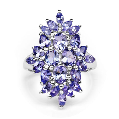 3.40 Carat Genuine Tanzanite .925 Sterling Silver Ring  DestGlow