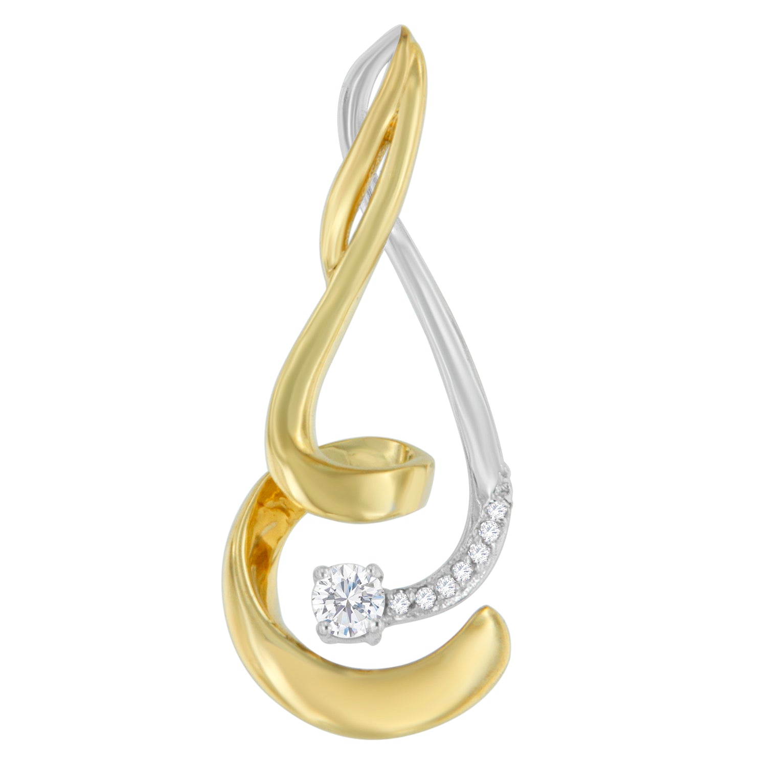 Espira 10K Two-Tone Gold 1/10 cttw Round Cut Diamond Swirl Pendant Necklace (I-J, I2-I3) by Bids.com