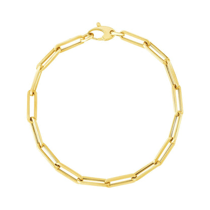 14K Yellow Gold Bold Paperclip Chain Bracelet  DestGlow