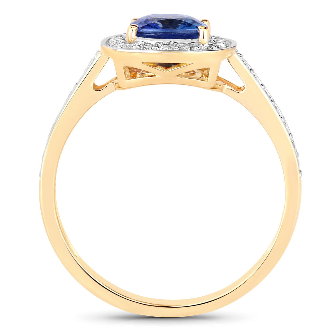 1.31 Carat Genuine Blue Sapphire and White Diamond 18K Yellow Gold Ring by Bids.com