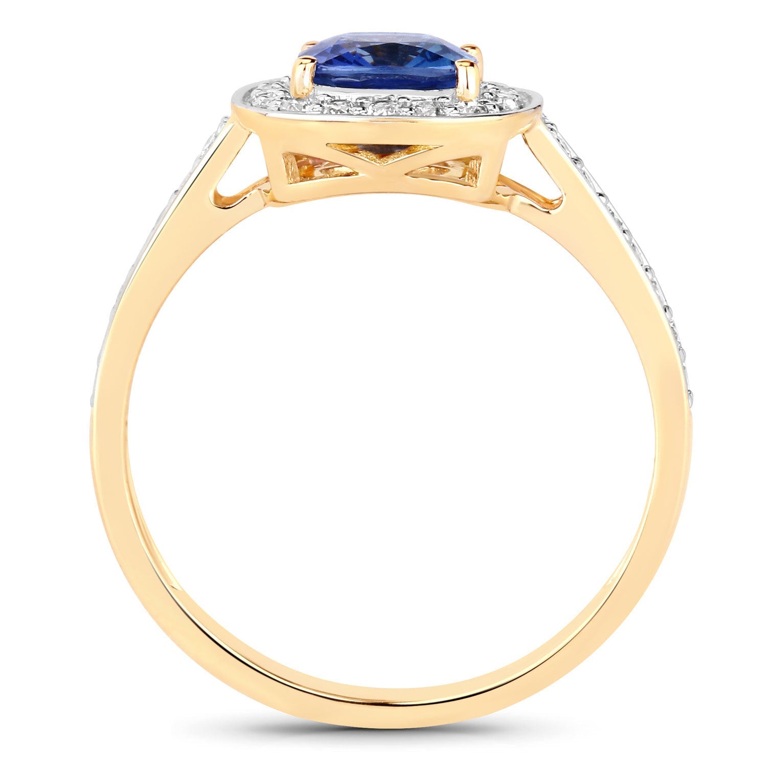 1.31 Carat Genuine Blue Sapphire and White Diamond 18K Yellow Gold Ring by Bids.com