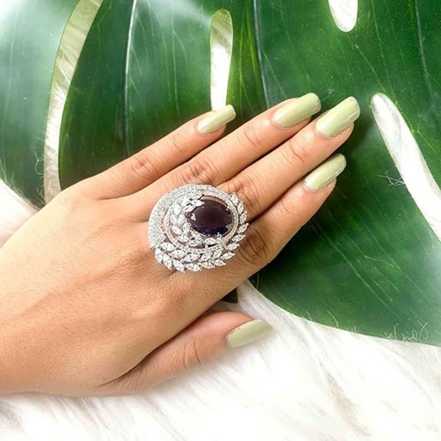 Joban Fashion Purple Brass Adjustable Ring