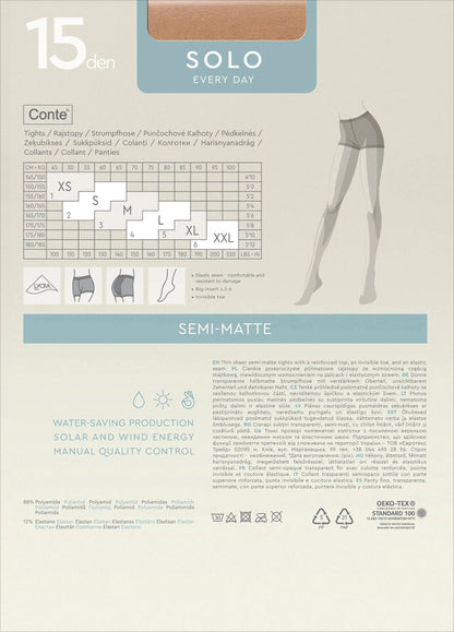 Tights Conte Solo 15 Den - Classic Pantyhose 