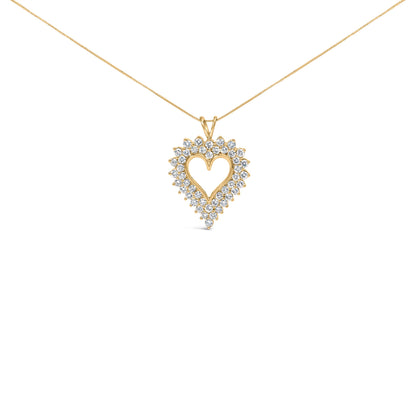 14K Yellow Gold Plated .925 Sterling Silver 3.00 Cttw Round Cut Diamond Cluster Heart 18" Pendant Necklace (K-L Color, I1-I2 Clarity) by Bids.com