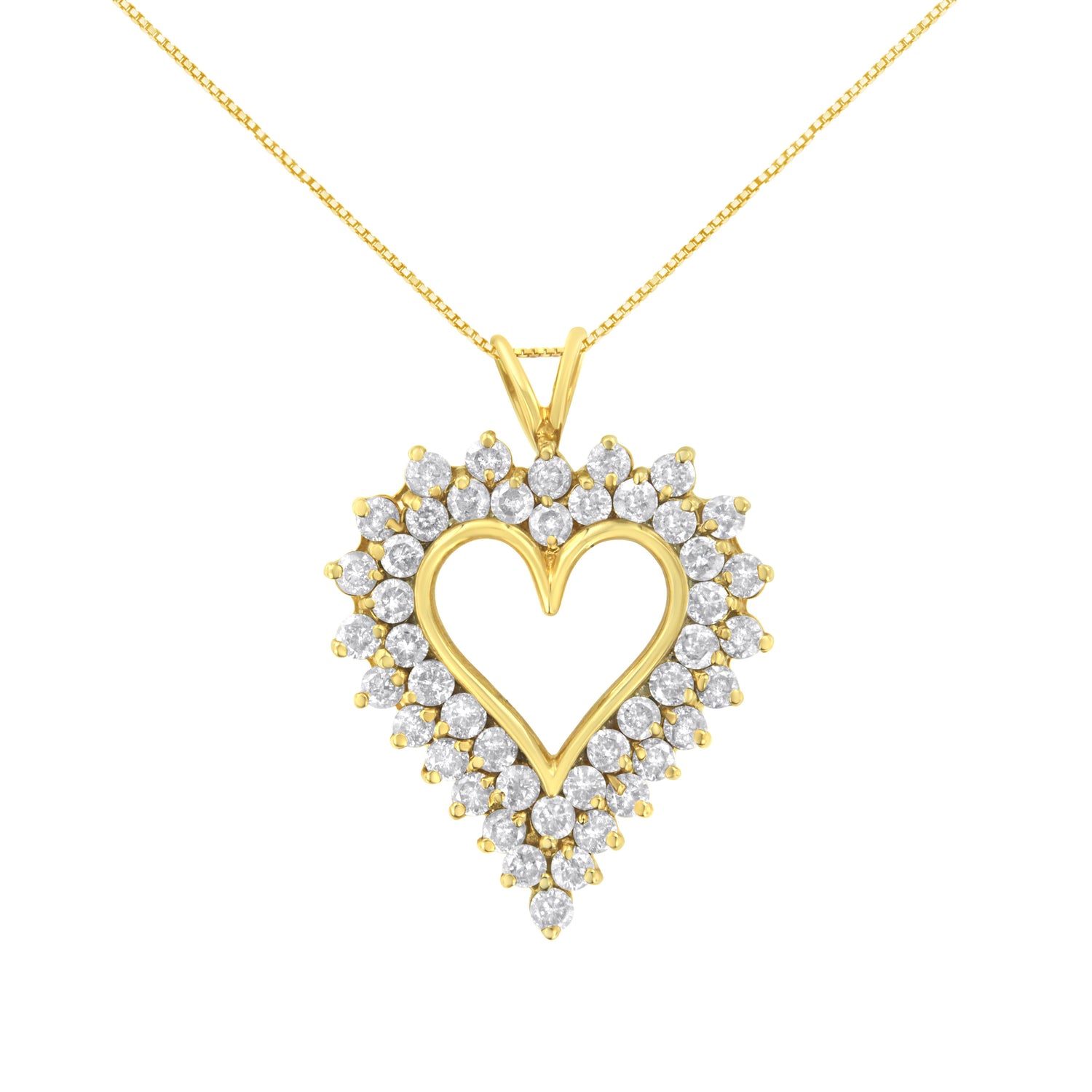 14K Yellow Gold .925 Sterling Silver 4 cttw Round-cut Diamond Cluster Heart Pendant Necklace (K-L Color, I1-I2 Clarity) by Bids.com