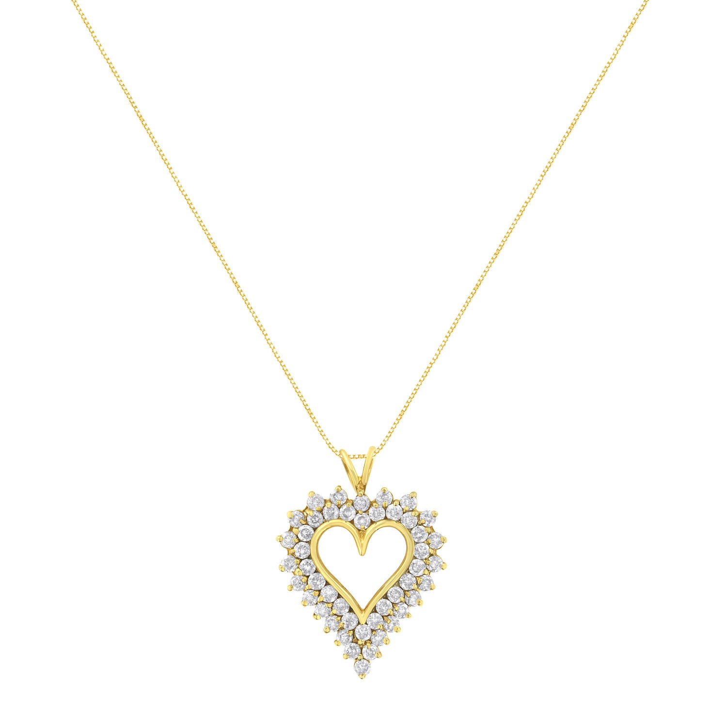 14K Yellow Gold .925 Sterling Silver 4 cttw Round-cut Diamond Cluster Heart Pendant Necklace (K-L Color, I1-I2 Clarity) by Bids.com