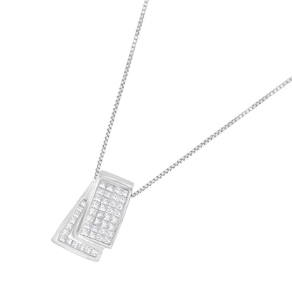 14KT White Gold Diamond Box Pendant Necklace (1 cttw, H-I Color, SI2-I1 Clarity) by Bids.com