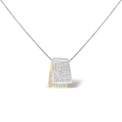 14K White and Yellow Gold 2.0 Cttw Princess Cut Diamond Two Tone Foldover Box Pendant 18â€ Box Chain Necklace (H-I Color, SI1-SI2 Clarity) by Bids.com
