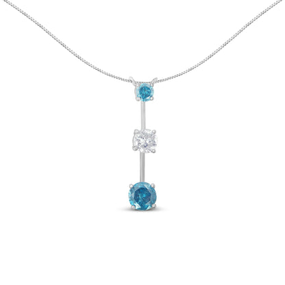 14K White Gold 1 1/2 cttw White and Treated Blue Diamond Pendant Necklace (H-I, I1-I2) by Bids.com