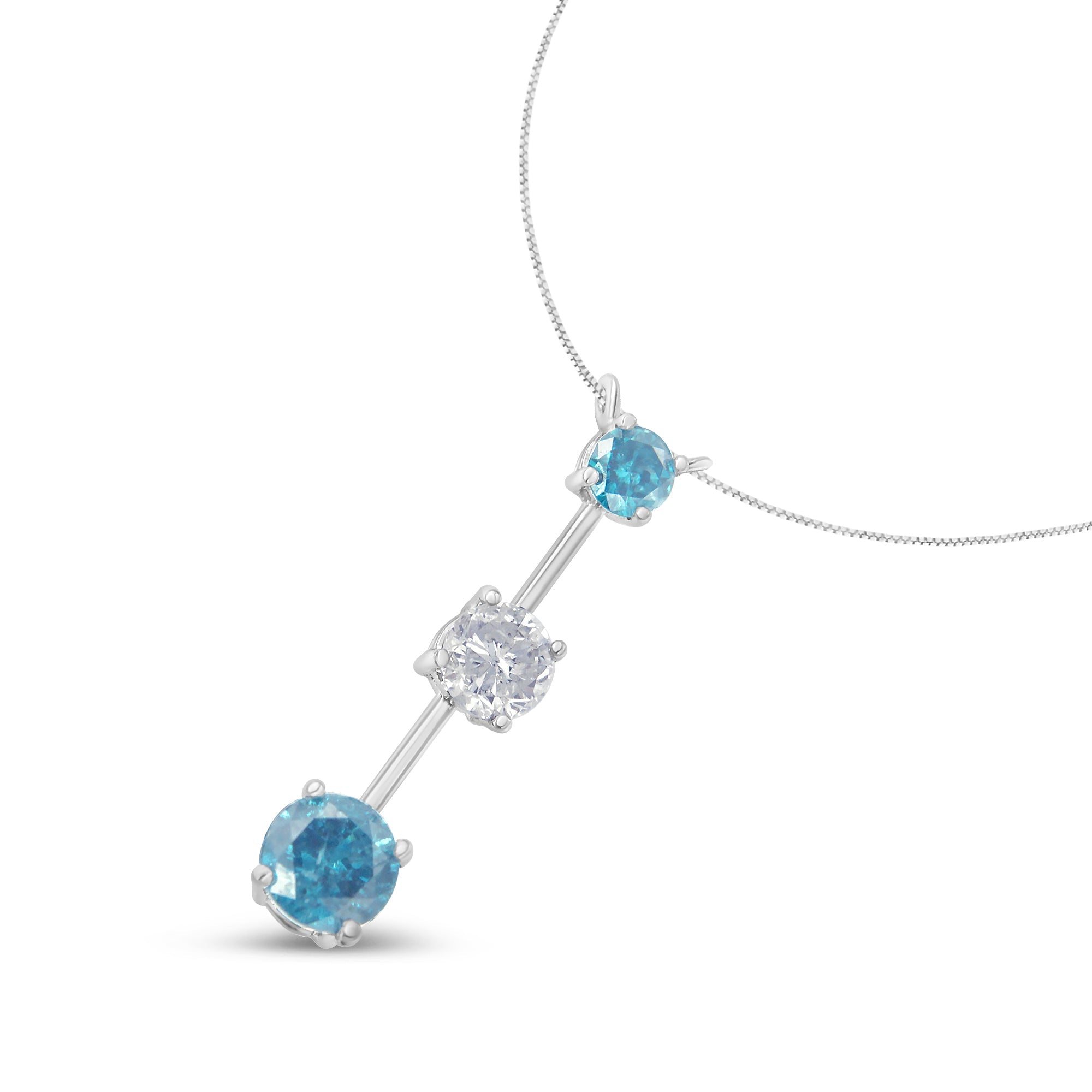 14K White Gold 1 1/2 cttw White and Treated Blue Diamond Pendant Necklace (H-I, I1-I2) by Bids.com