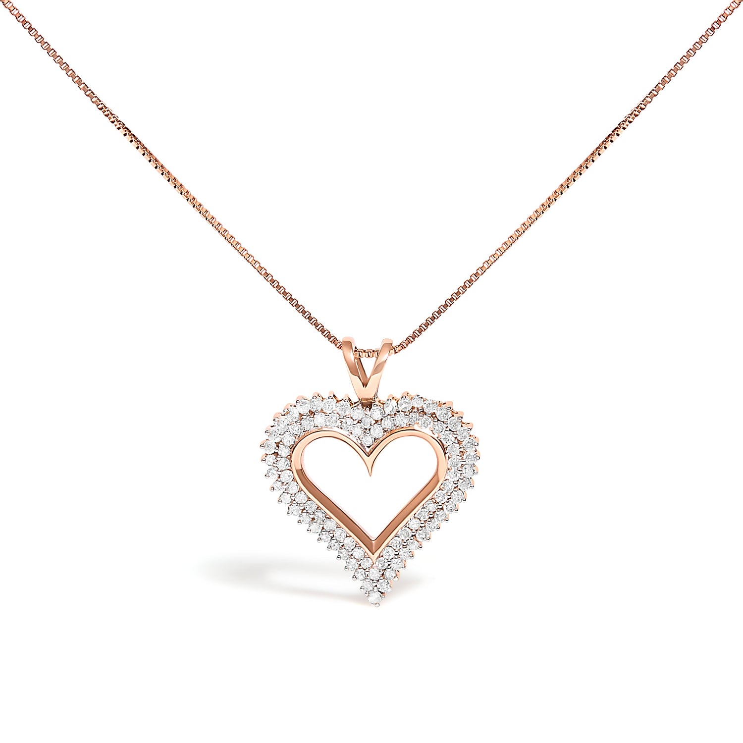 .925 Sterling Silver 1.00 Cttw Diamond Heart 18" Pendant Necklace (I-J Color, I2-I3 Clarity) by Bids.com