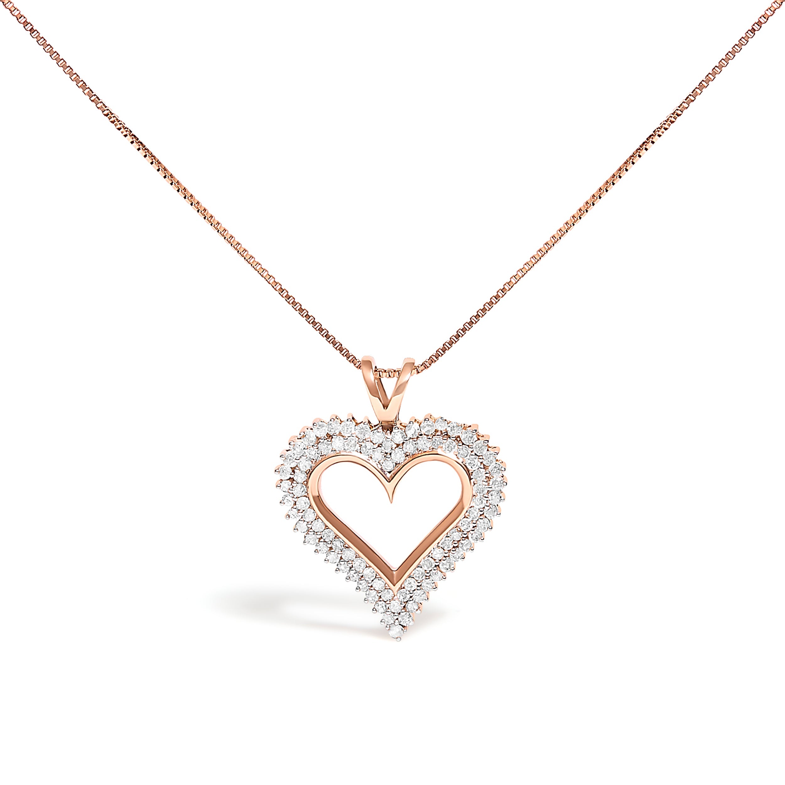 .925 Sterling Silver 1.00 Cttw Diamond Heart 18" Pendant Necklace (I-J Color, I2-I3 Clarity) by Bids.com