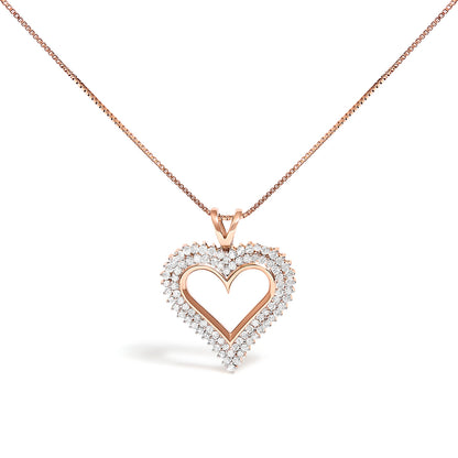 .925 Sterling Silver 1.00 Cttw Diamond Heart 18" Pendant Necklace (I-J Color, I2-I3 Clarity) by Bids.com