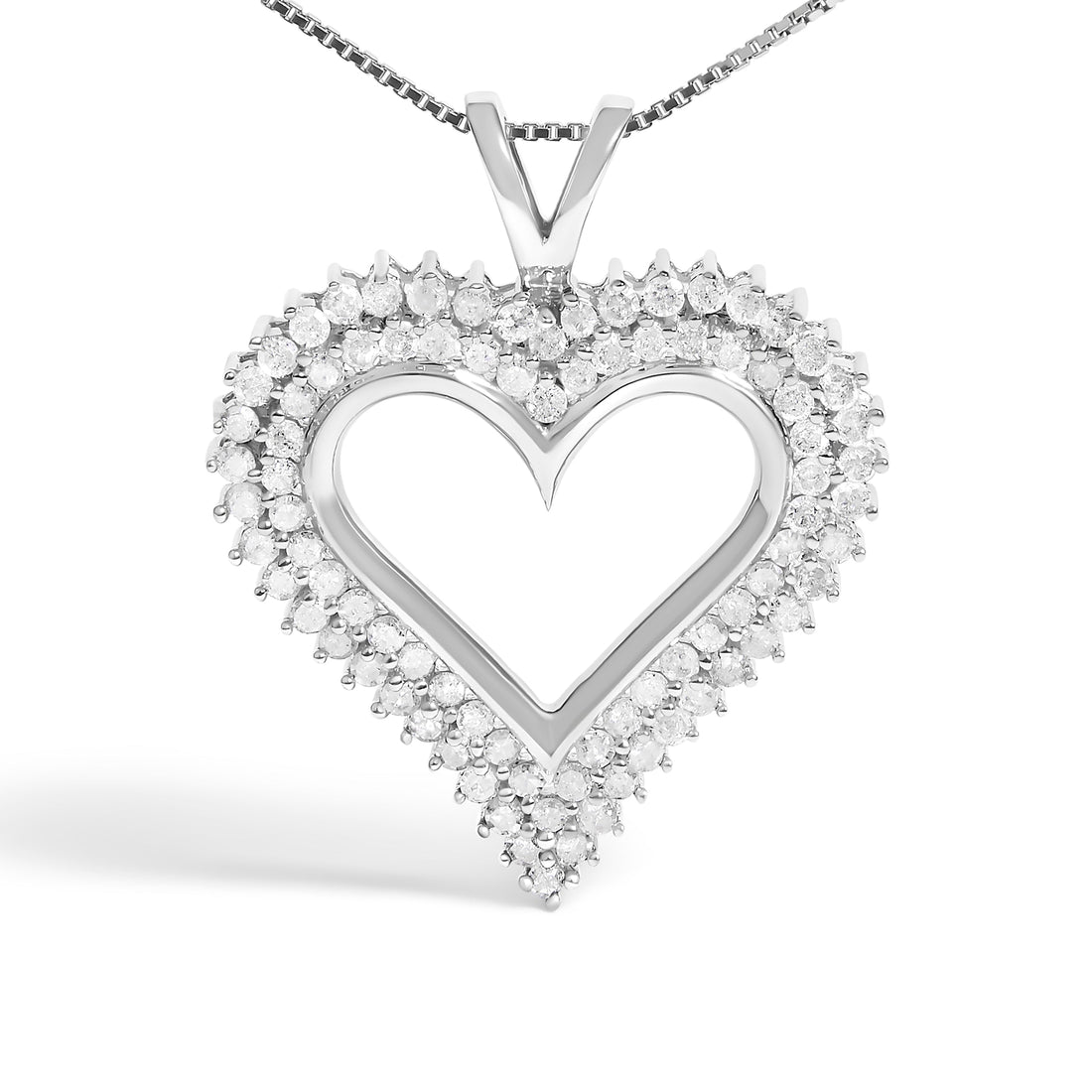 .925 Sterling Silver 1.00 Cttw Diamond Heart 18" Pendant Necklace (I-J Color, I2-I3 Clarity) by Bids.com