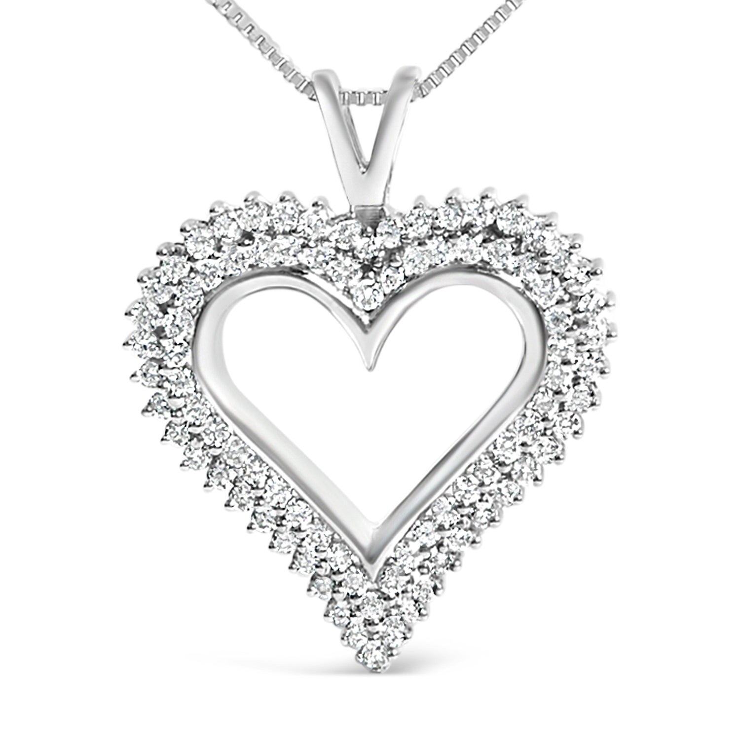 .925 Sterling Silver 1.00 Cttw Lab-Grown Diamond Open Heart Pendant Necklace (F-G Color, VS1-VS2 Clarity) - 18" Inches by Bids.com