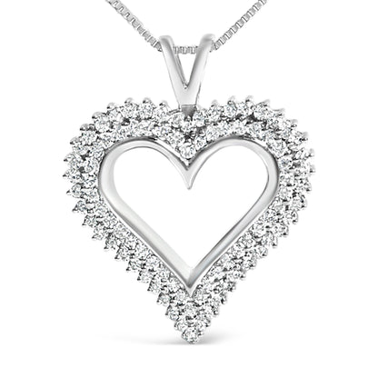 .925 Sterling Silver 1.00 Cttw Lab-Grown Diamond Open Heart Pendant Necklace (F-G Color, VS1-VS2 Clarity) - 18" Inches by Bids.com
