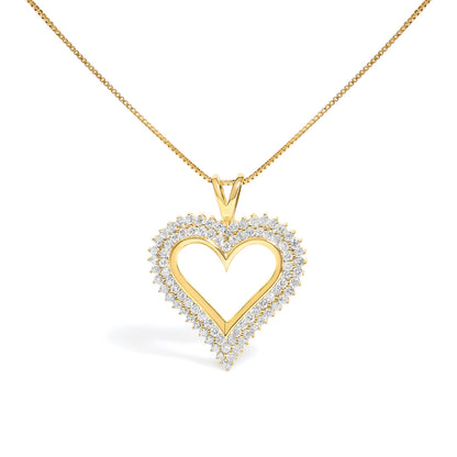 .925 Sterling Silver 1.00 Cttw Diamond Heart 18" Pendant Necklace (I-J Color, I2-I3 Clarity) by Bids.com