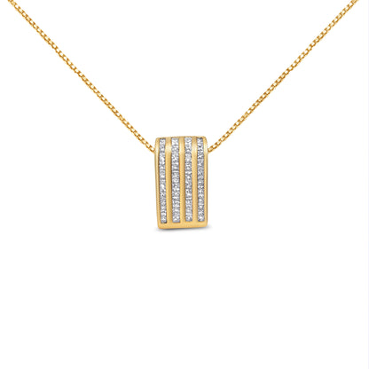 14K Yellow Gold 2 1/3 cttw Princess Cut Diamond Block Pendant Necklace (H-I, SI1-SI2) by Bids.com