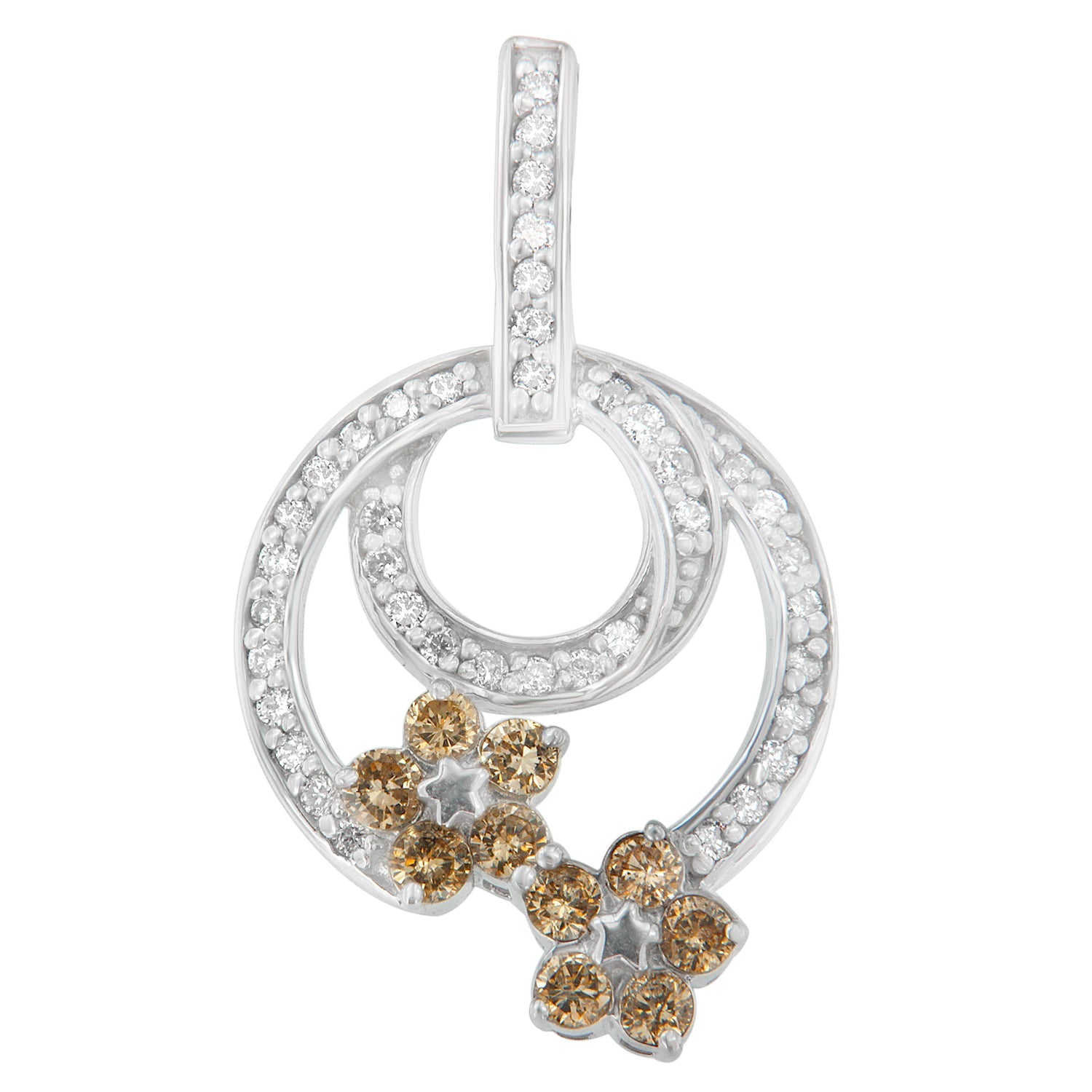 .925 Sterling Silver 1 cttw Round Cut Diamond Floral Garden Pendant Necklace (H-I, I1-I2) by Bids.com