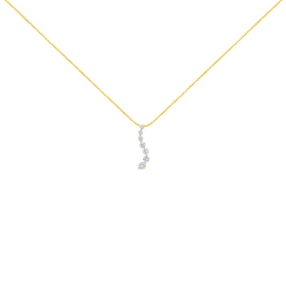 AGS Certified 14K Yellow Gold 2.0 Cttw Baguette and Brilliant Round-Cut Diamond Journey 18" Pendant Necklace (F-G Color, I1-I2 Clarity) by Bids.com
