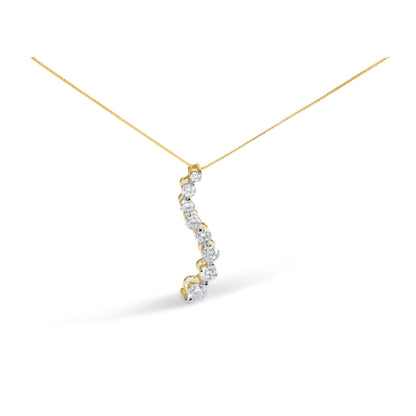14k Yellow Gold 3.0 cttw Baguette and Brilliant Round-Cut Diamond Journey 18" Pendant Necklace (I-J Color, I2-I3 Clarity) by Bids.com