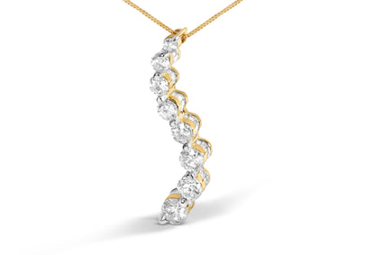 14k Yellow Gold 3.0 cttw Baguette and Brilliant Round-Cut Diamond Journey 18" Pendant Necklace (I-J Color, I2-I3 Clarity) by Bids.com