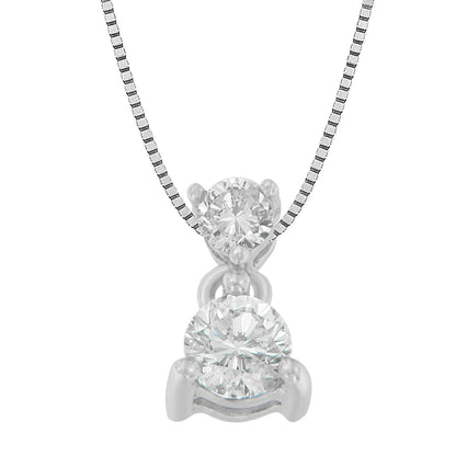 14K White Gold 1/2 cttw Round Cut Diamond Pendant Necklace (I-J, I1-I2) by Bids.com