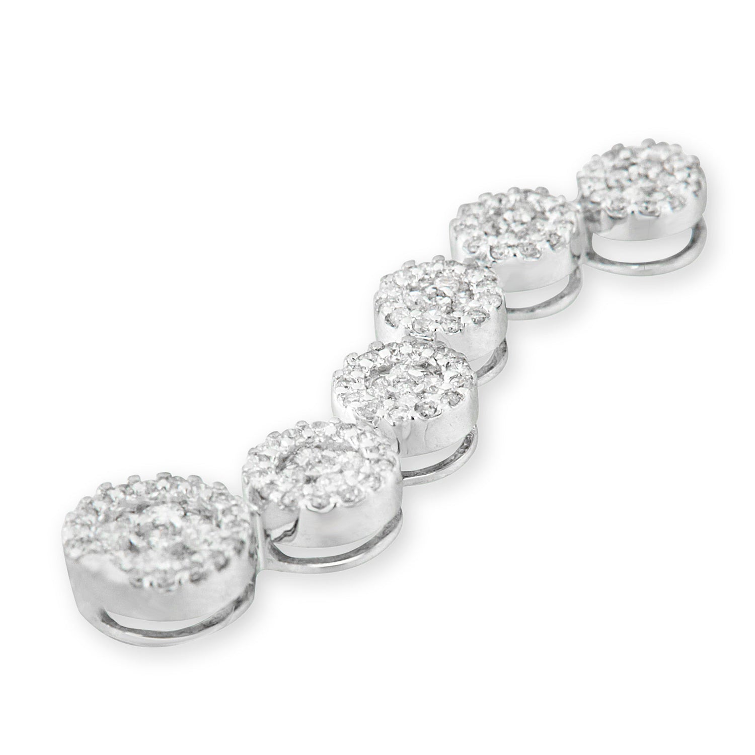 14K White Gold 1 cttw Diamond Cluster Journey Pendant Necklace (H-I, I1-I2) by Bids.com